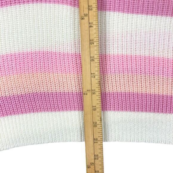 Pink Lily Hoodie Womens Sz M Pink White Striped Pull Over Knit Oversized Sweater - Picture 12 of 16